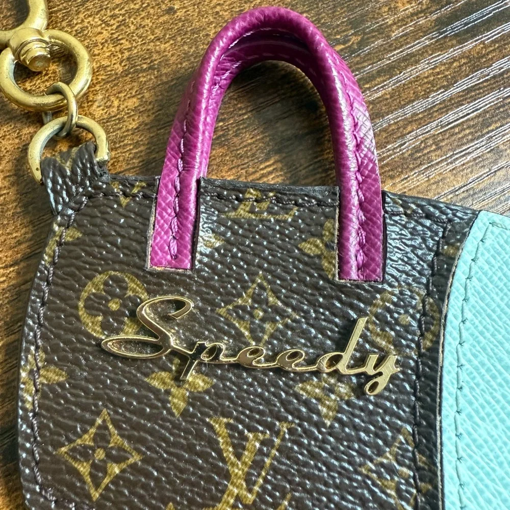 Louis Vuitton Brown and Gold Key Holder with Pink and Blue Accents - Picture 4 of 9